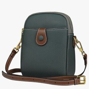 Leather Crossbody Bag with Tan Accent